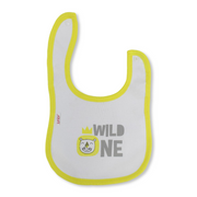Cotton Baby Bib – Yellow & White with Wild One Print
