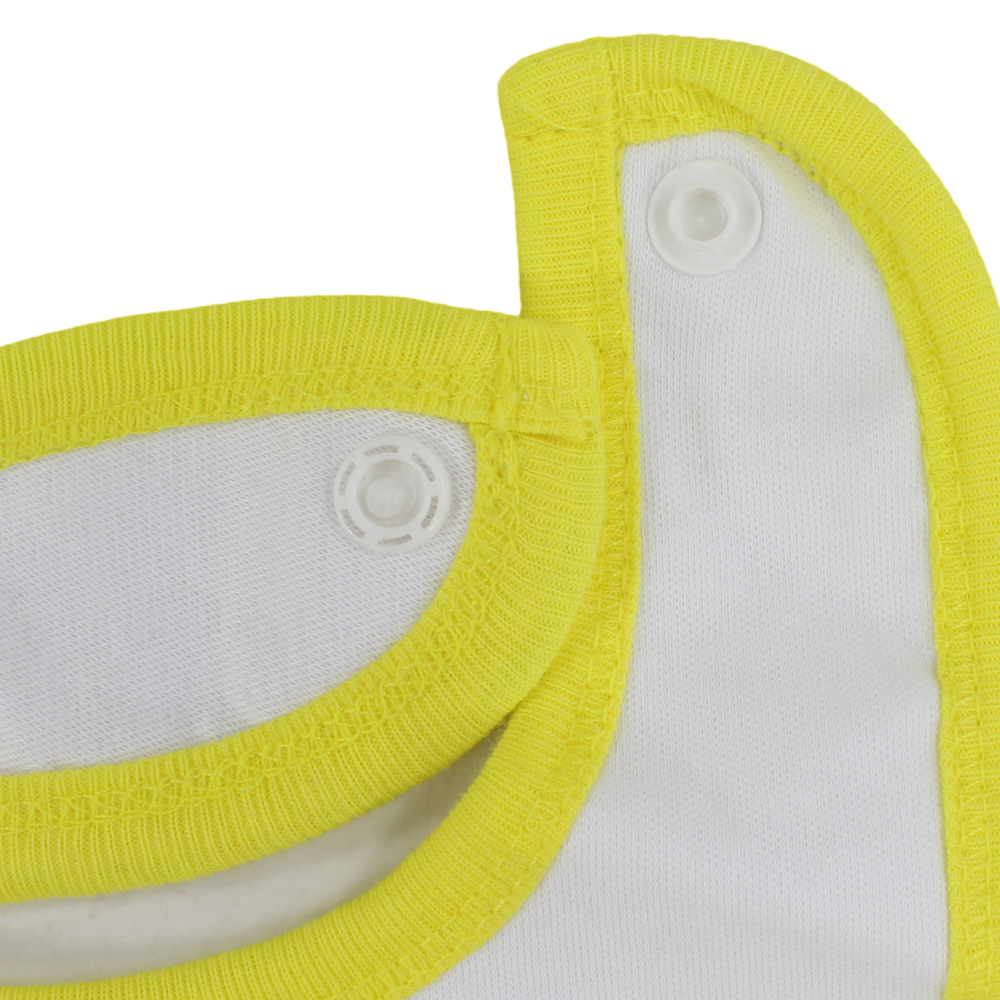 Cotton Baby Bib – Yellow & White with Wild One Print