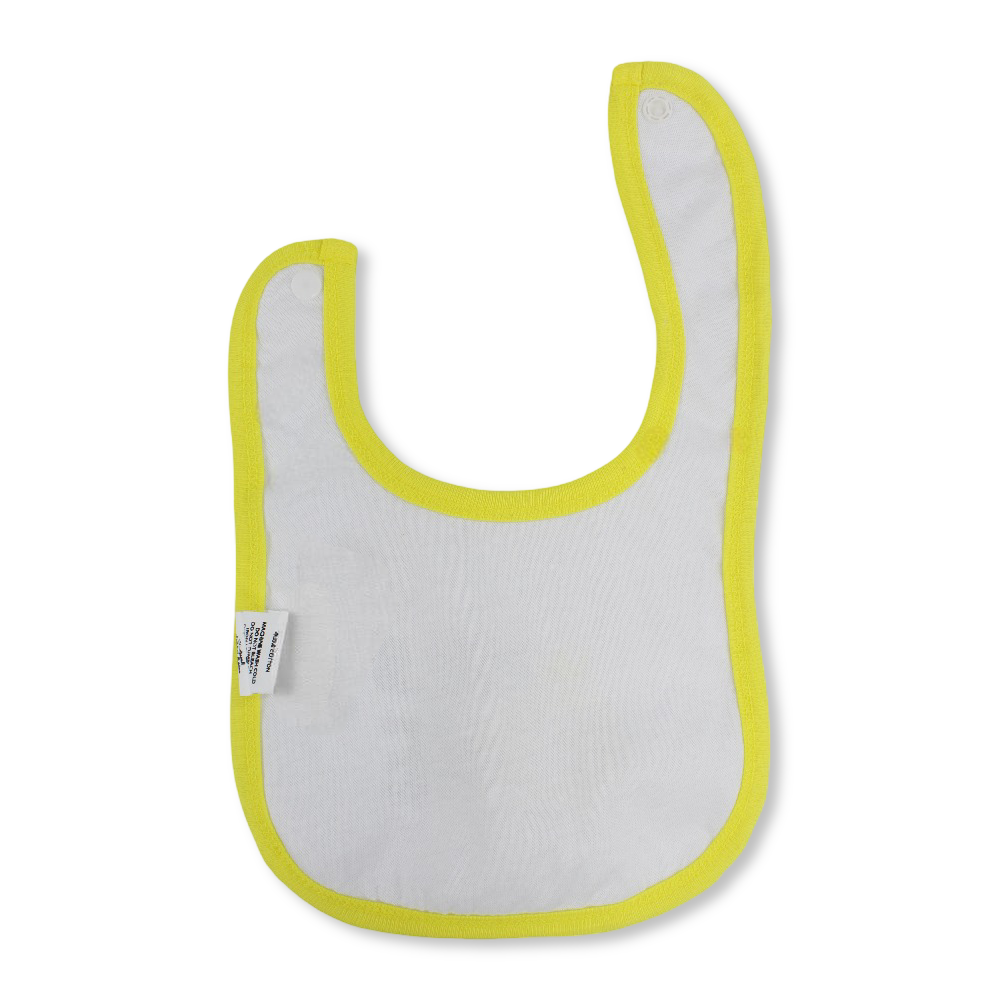 Cotton Baby Bib – Yellow & White with Wild One Print