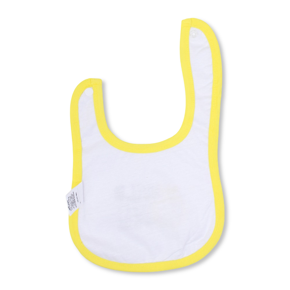 Cotton Baby Bib – Yellow & White with Wild One Print
