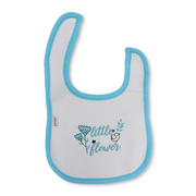 Cotton Baby Bib – Aqua & White with Little Flower Print