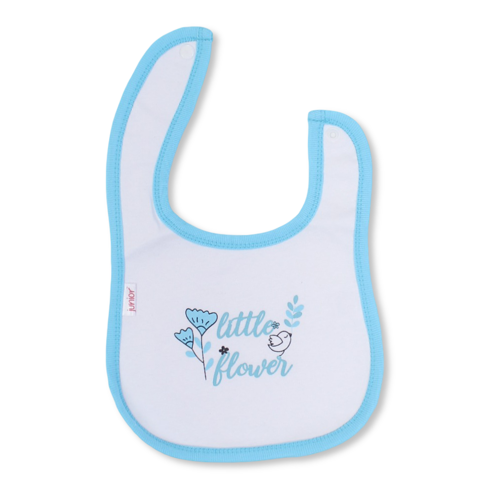 Cotton Baby Bib – Aqua & White with Little Flower Print