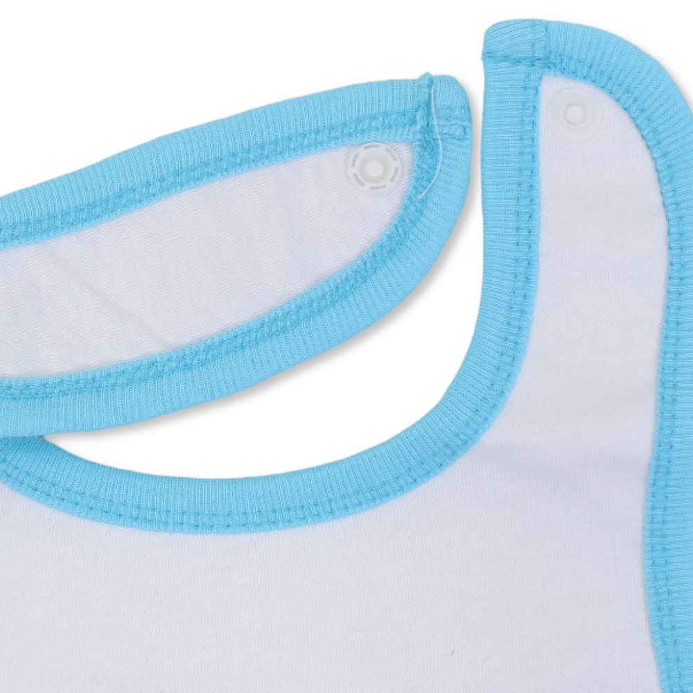 Cotton Baby Bib – Aqua & White with Little Flower Print