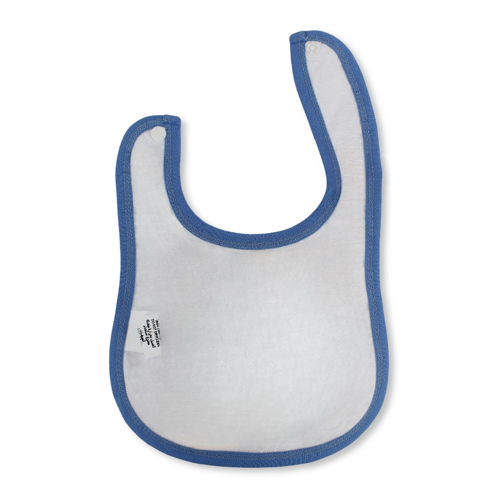 Cotton Baby Bib – Indigo & White with Cute Teddy Print