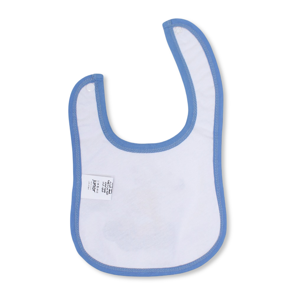 Cotton Baby Bib – Indigo & White with Cute Teddy Print