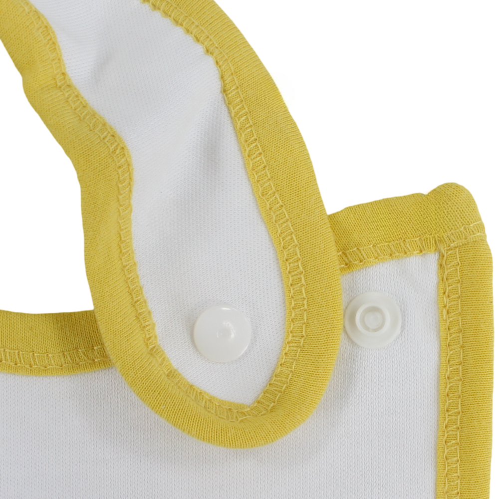 Cotton Baby Bib – Yellow & White with Wild One Print