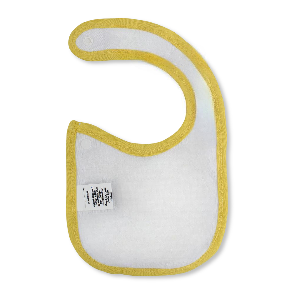 Cotton Baby Bib – Yellow & White with Wild One Print