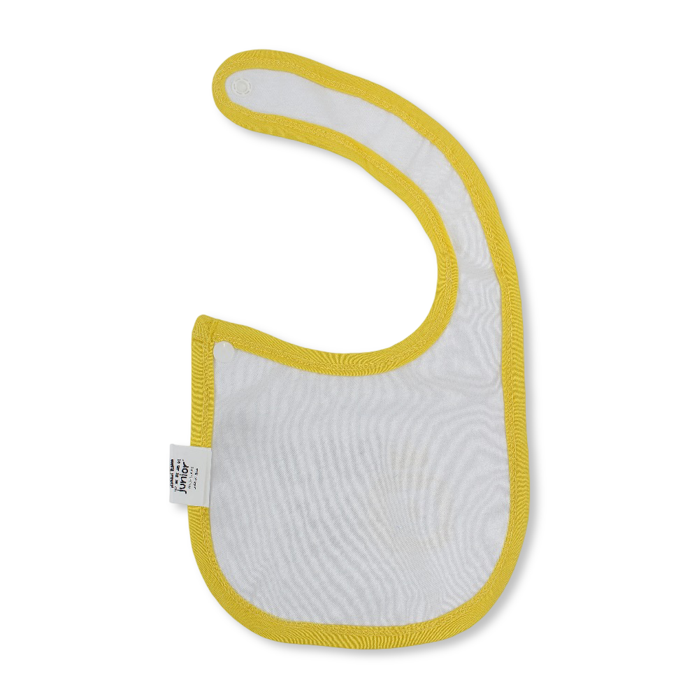 Cotton Baby Bib – Yellow & White with Wild One Print