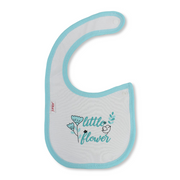 Cotton Baby Bib – Aqua & White with Little Flower Print