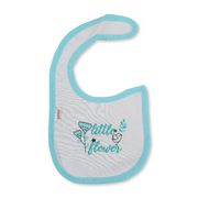 Cotton Baby Bib – Aqua & White with Little Flower Print