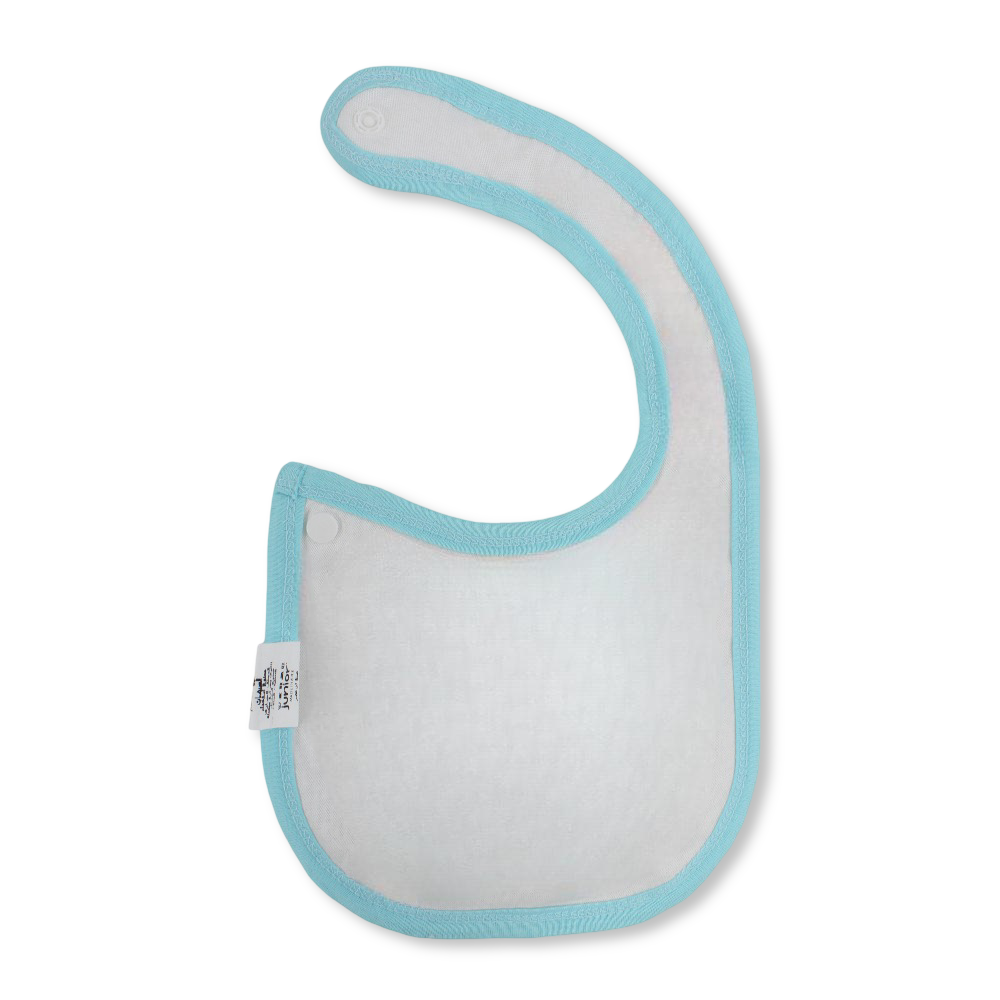 Cotton Baby Bib – Aqua & White with Little Flower Print