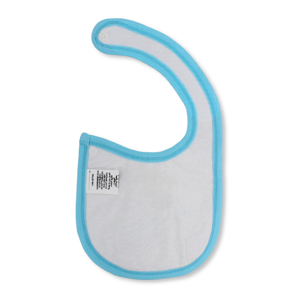 Cotton Baby Bib – Turquoise & White with Hey Little Robot Print