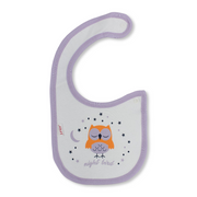 Cotton Baby Bib – Purple & White with Night Owl Print