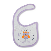 Cotton Baby Bib – Purple & White with Night Owl Print