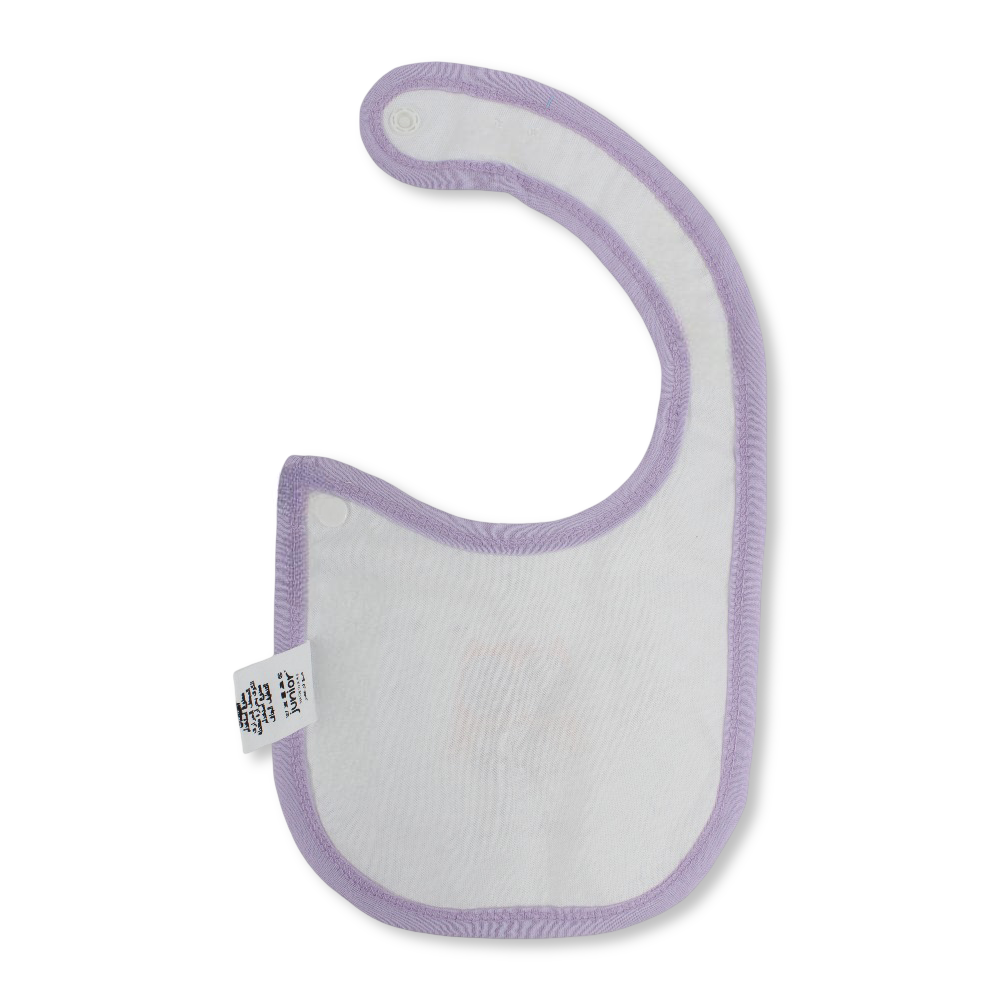 Cotton Baby Bib – Purple & White with Night Owl Print
