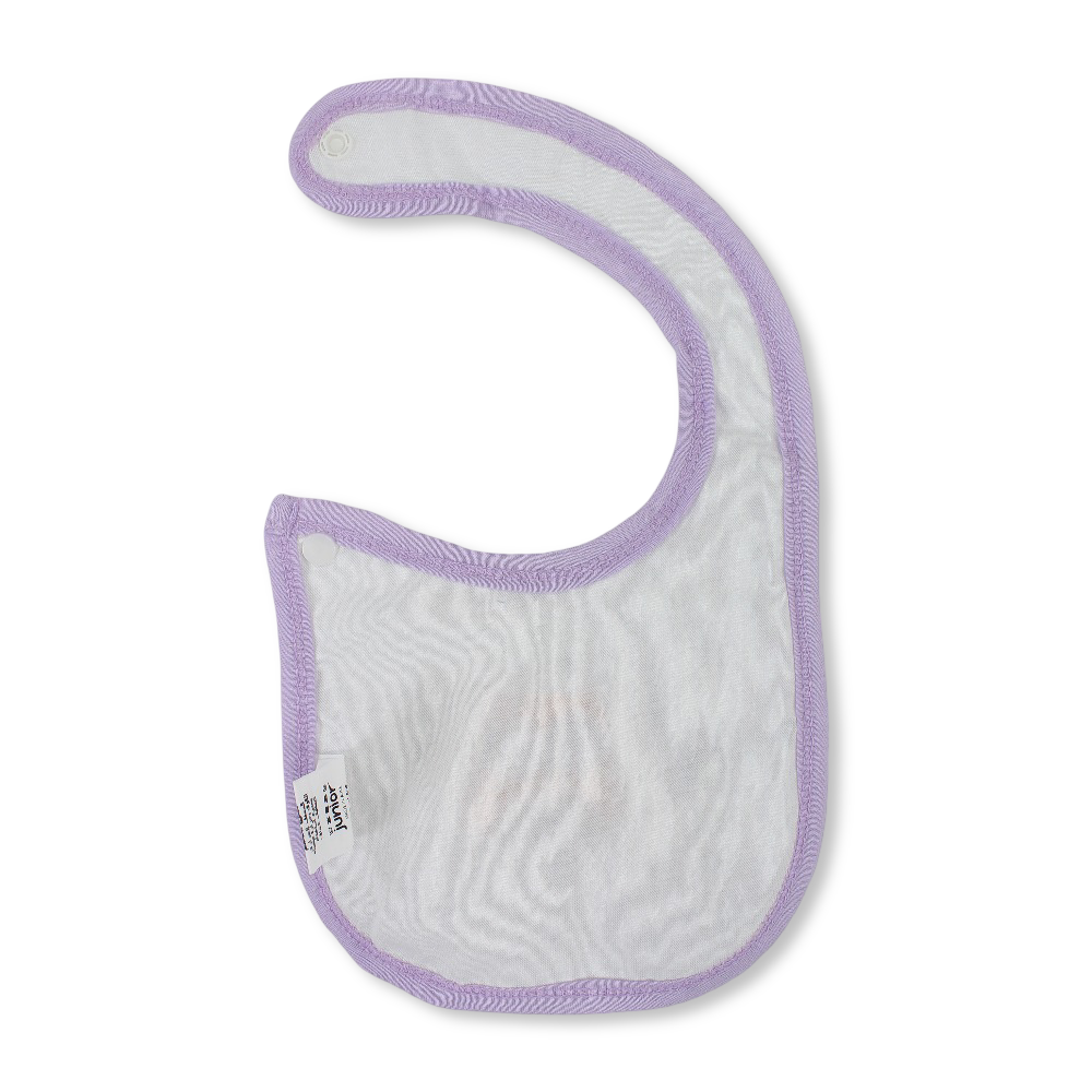 Cotton Baby Bib – Purple & White with Night Owl Print