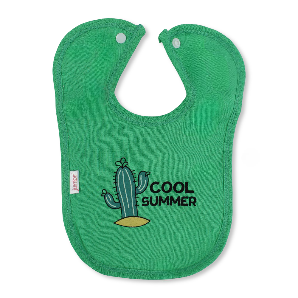 Cotton Baby Bib – Green with Cactus Print
