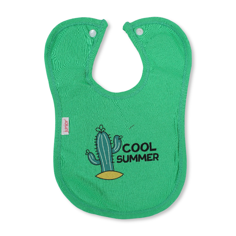 Cotton Baby Bib – Green with Cactus Print