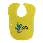 Cotton Baby Bib – Yellow with Cool Summer Cactus Print