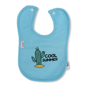 Cotton Baby Bib – Aqua with Cool Summer Cactus Print