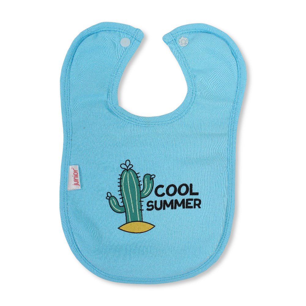 Cotton Baby Bib – Aqua with Cool Summer Cactus Print