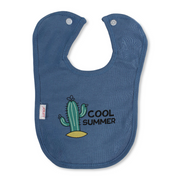 Cotton Baby Bib – Indigo with Cool Summer Cactus Print