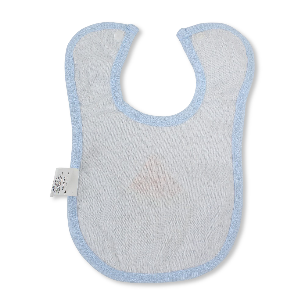 Cotton Baby Bib – Baby Blue with Beach Days Print