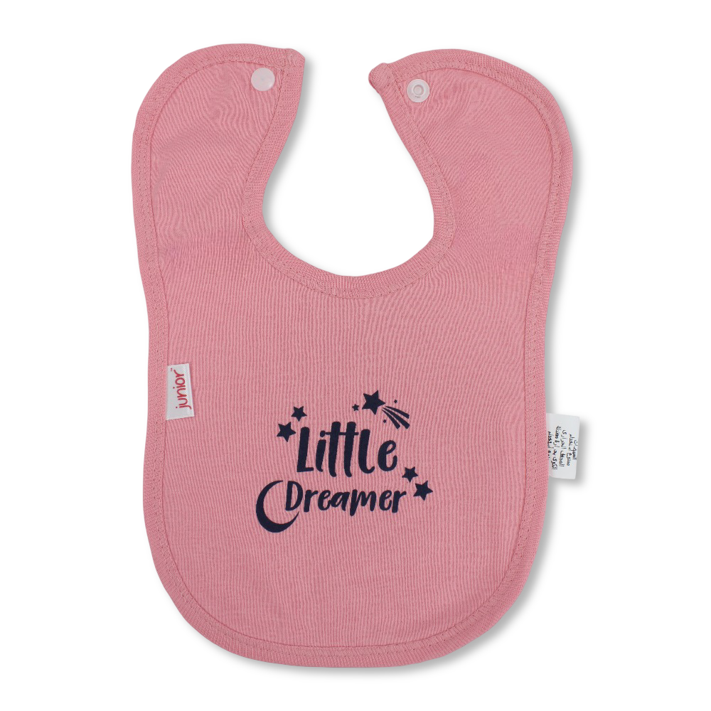 Cotton Baby Bib – Salmon with Little Dreamer Print
