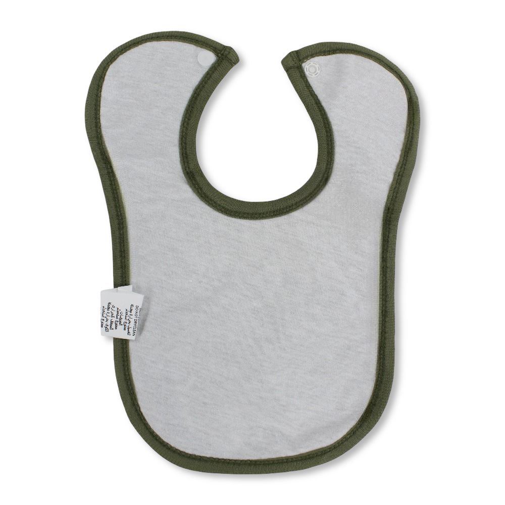 Cotton Baby Bib – Olive with Little Dreamer Print