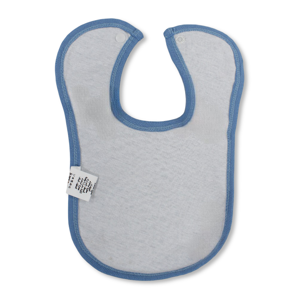 Cotton Baby Bib – Baby Blue with Little Dreamer Print