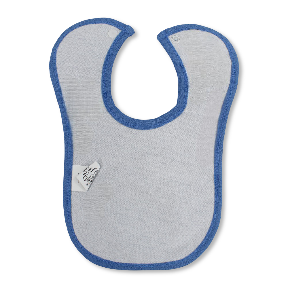 Cotton Baby Bib – Indigo with Barbie Print