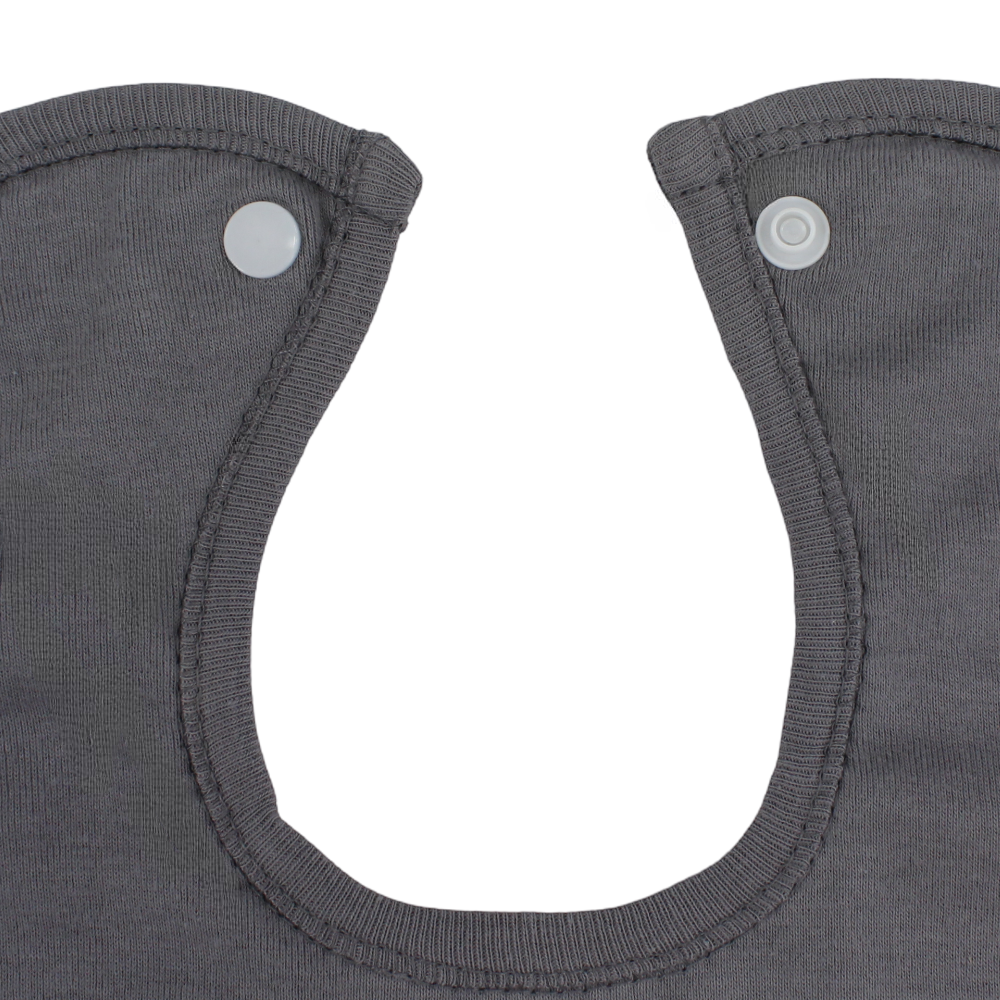 Cotton Baby Bib – Grey with Barbie Print