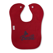 Cotton Baby Bib – Red with Barbie Print