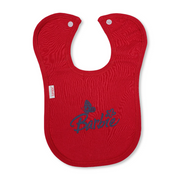 Cotton Baby Bib – Red with Barbie Print