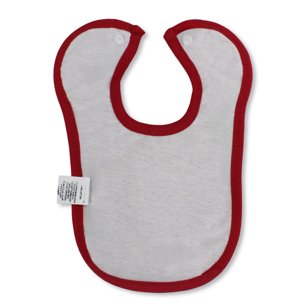 Cotton Baby Bib – Red with Barbie Print