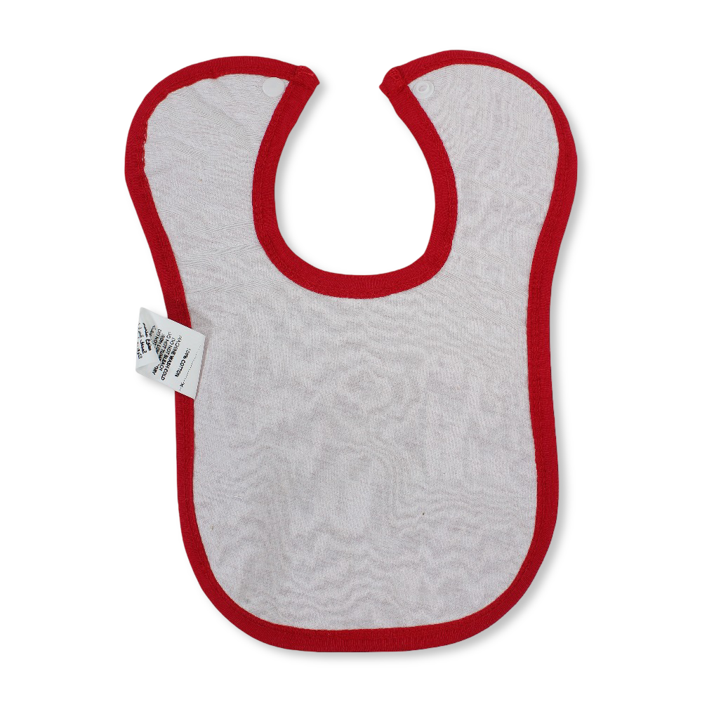 Cotton Baby Bib – Red with Barbie Print