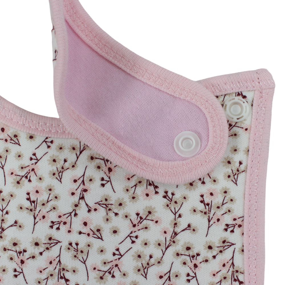 Cotton Baby Bib – Pink & Off-White with Floral Print