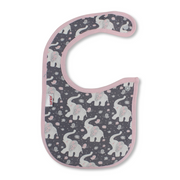 Cotton Baby Bib – Pink & Grey with Elephants Print