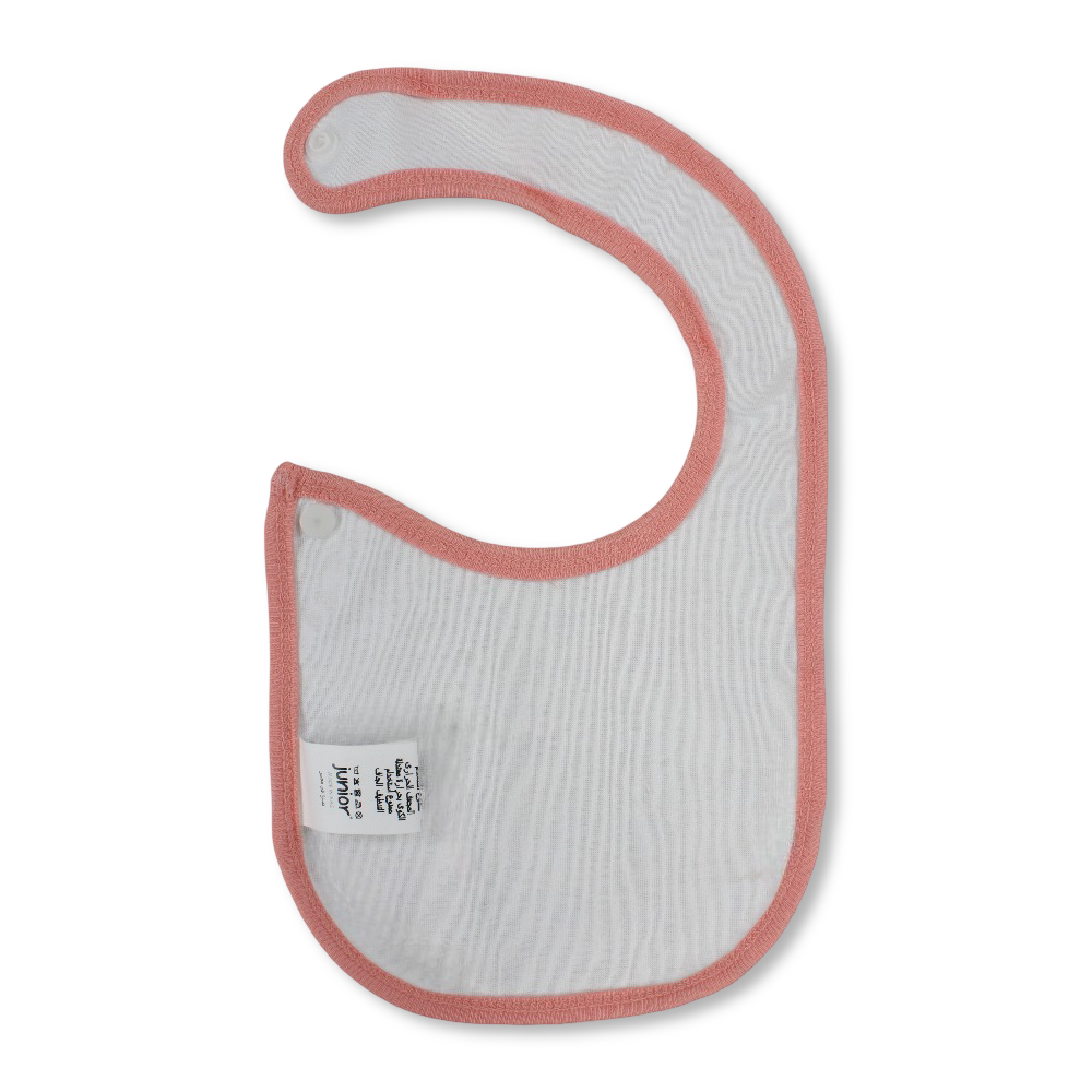 Cotton Baby Bib – Salmon & Beige with Bicycle Trees Print