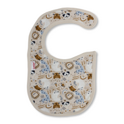 Cotton Baby Bib – Beige with Animal Print Design