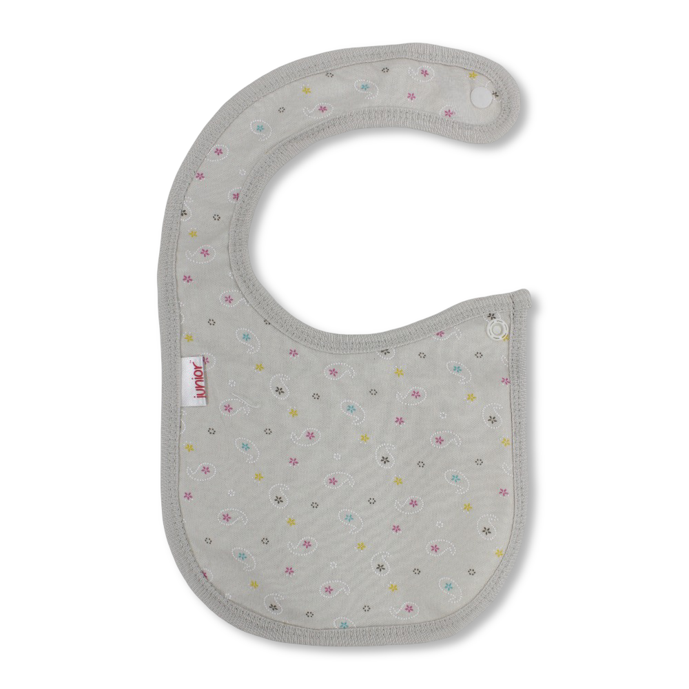Cotton Baby Bib – Beige with Colorful Print