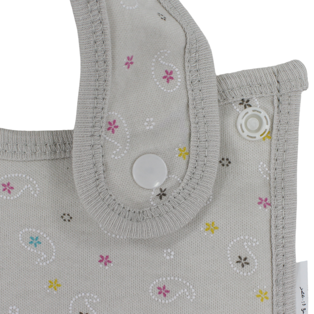 Cotton Baby Bib – Beige with Colorful Print