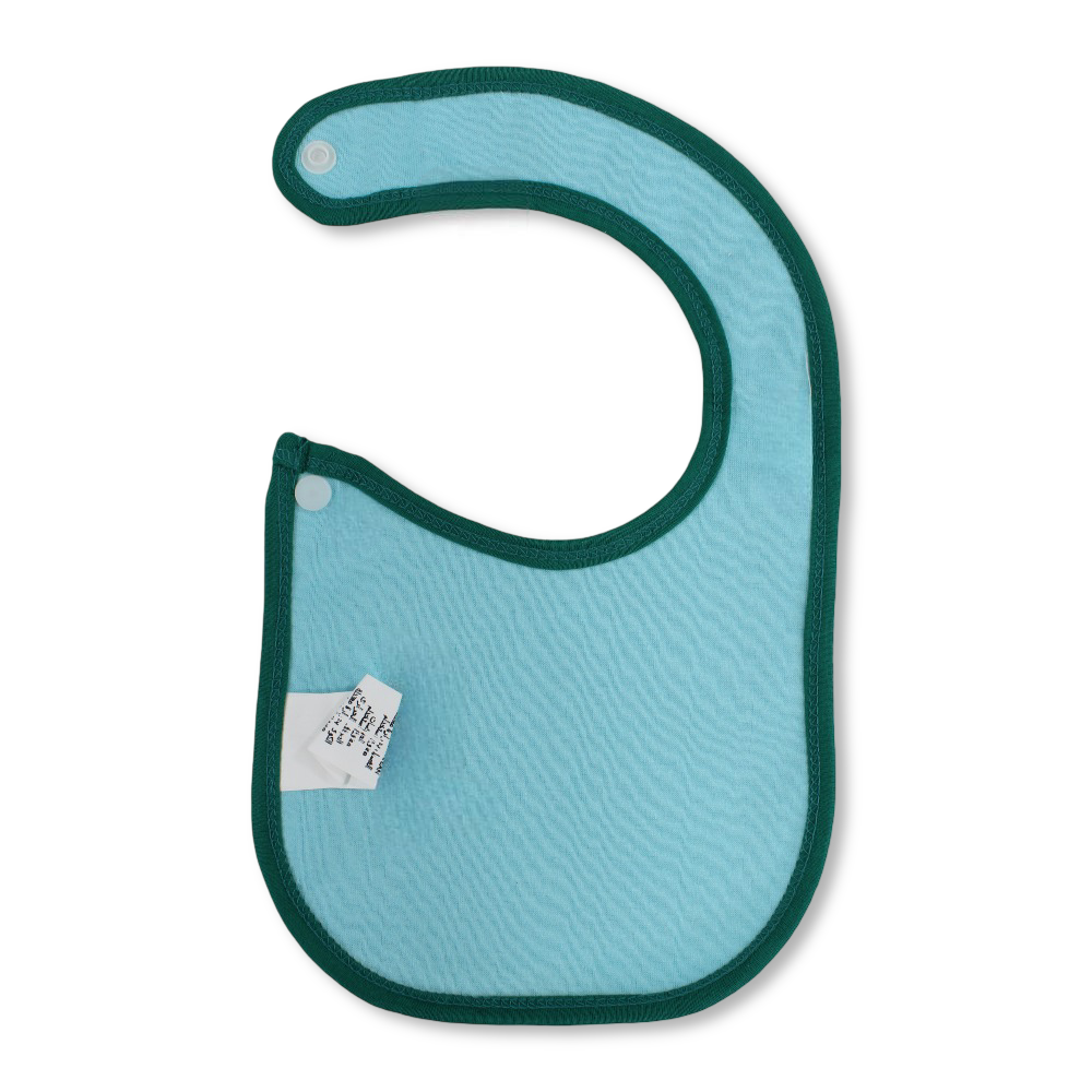 Cotton Baby Bib – Green & Grey with Bunny Print