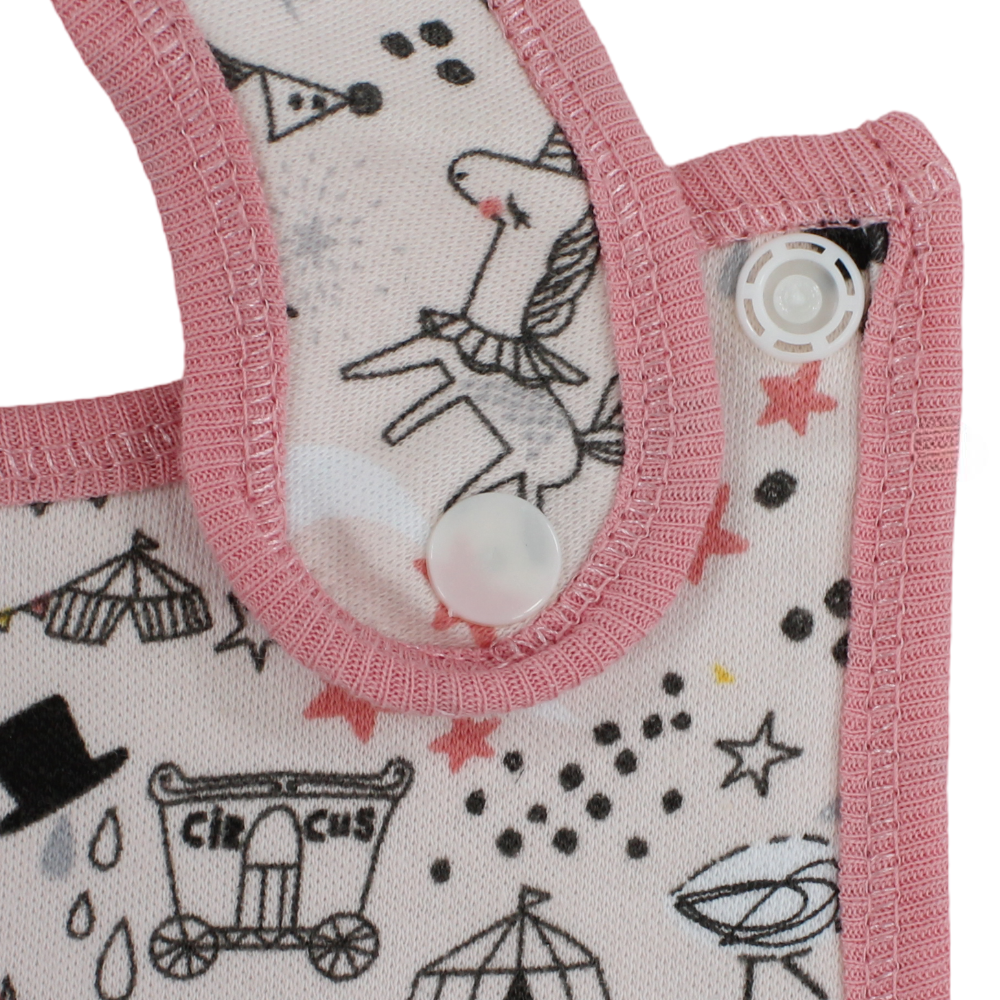 Cotton Baby Bib – Salmon & Pink with Circus Design