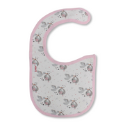 Cotton Baby Bib – Pink & Off-White with Bird Print
