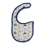 Cotton Baby Bib – Blue & White with Cars Design