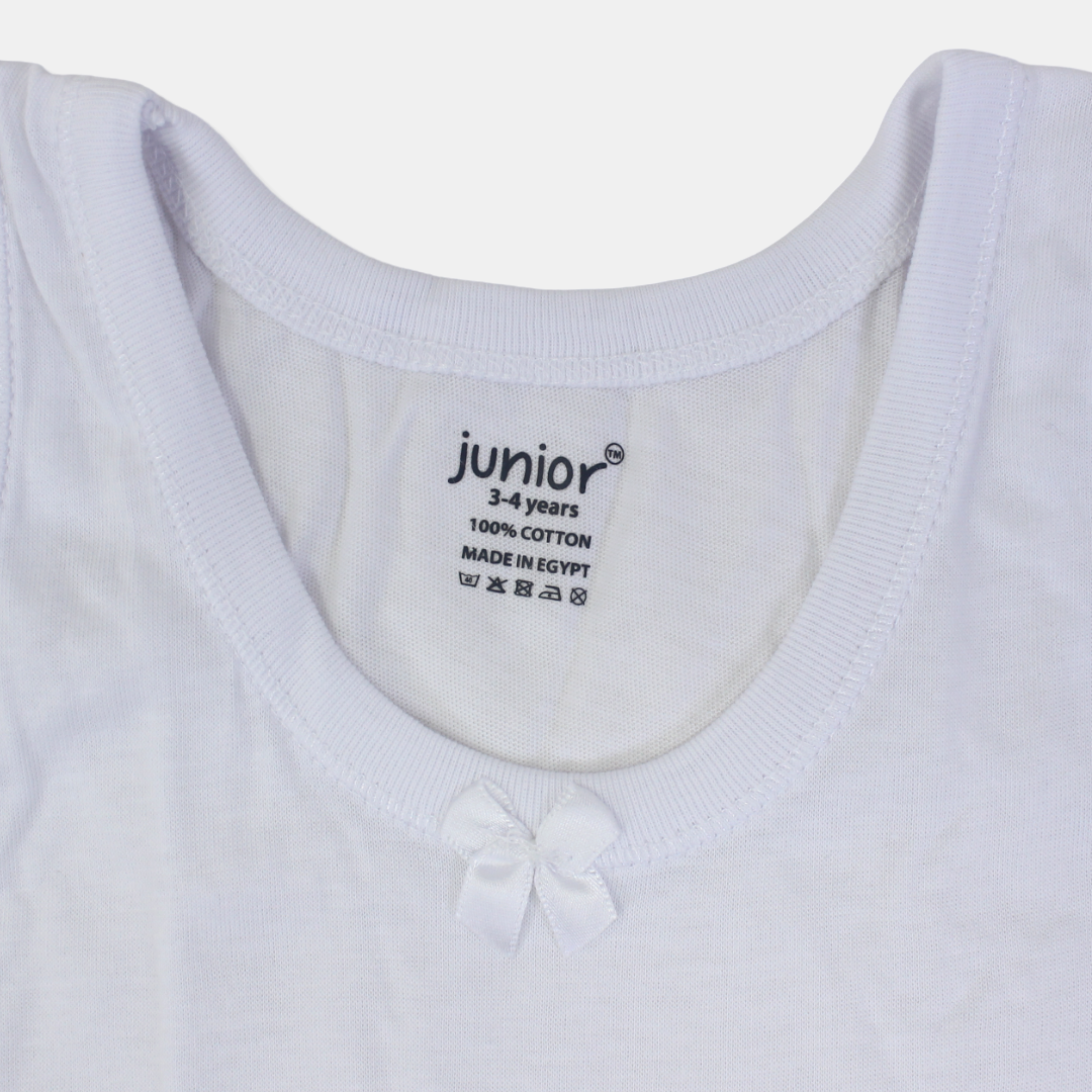 Girls Cotton Sleeveless Undershirt – White