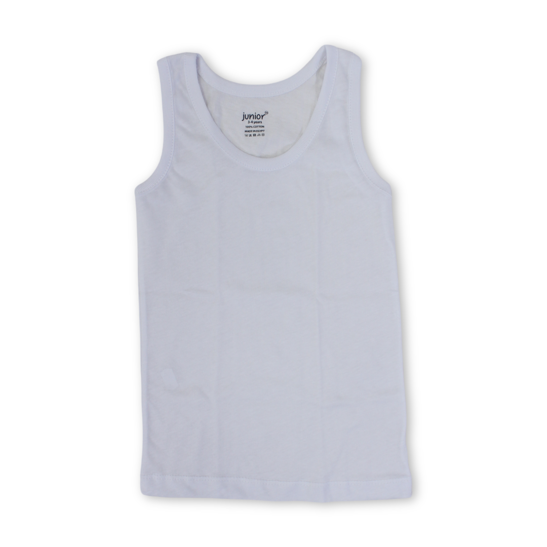 Boys Cotton Sleeveless Undershirt – White