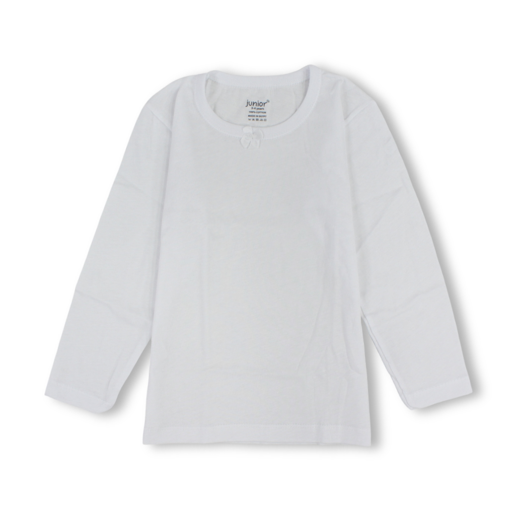 Girls Cotton Long-Sleeved Undershirt – White