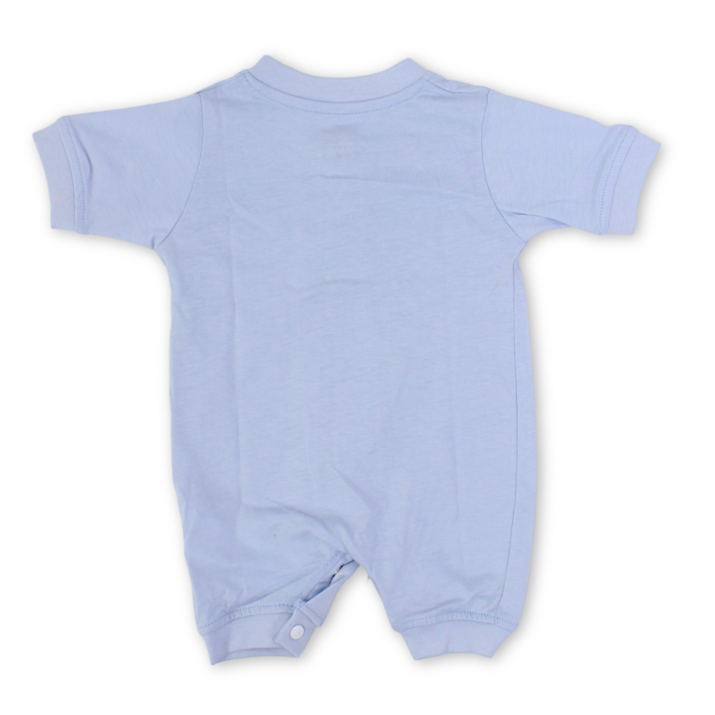 Baby Boys Cotton Romper – Baby Blue with Chick Print